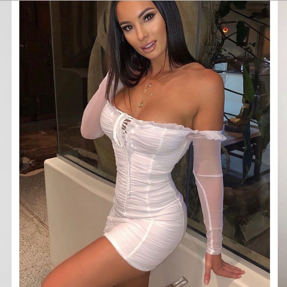 Fashion nova Maura mesh dress white small